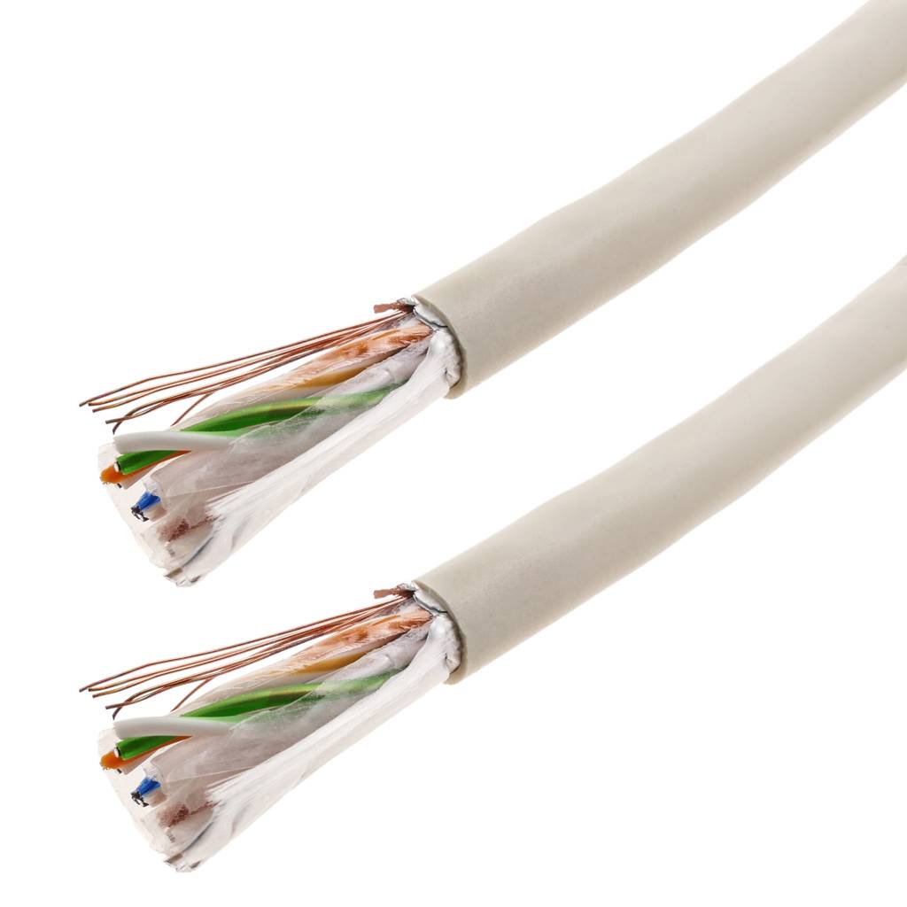 Bobina con cable de red LAN FTP de categoría cat.6 24AWG CCA rígido de color gris de 305m