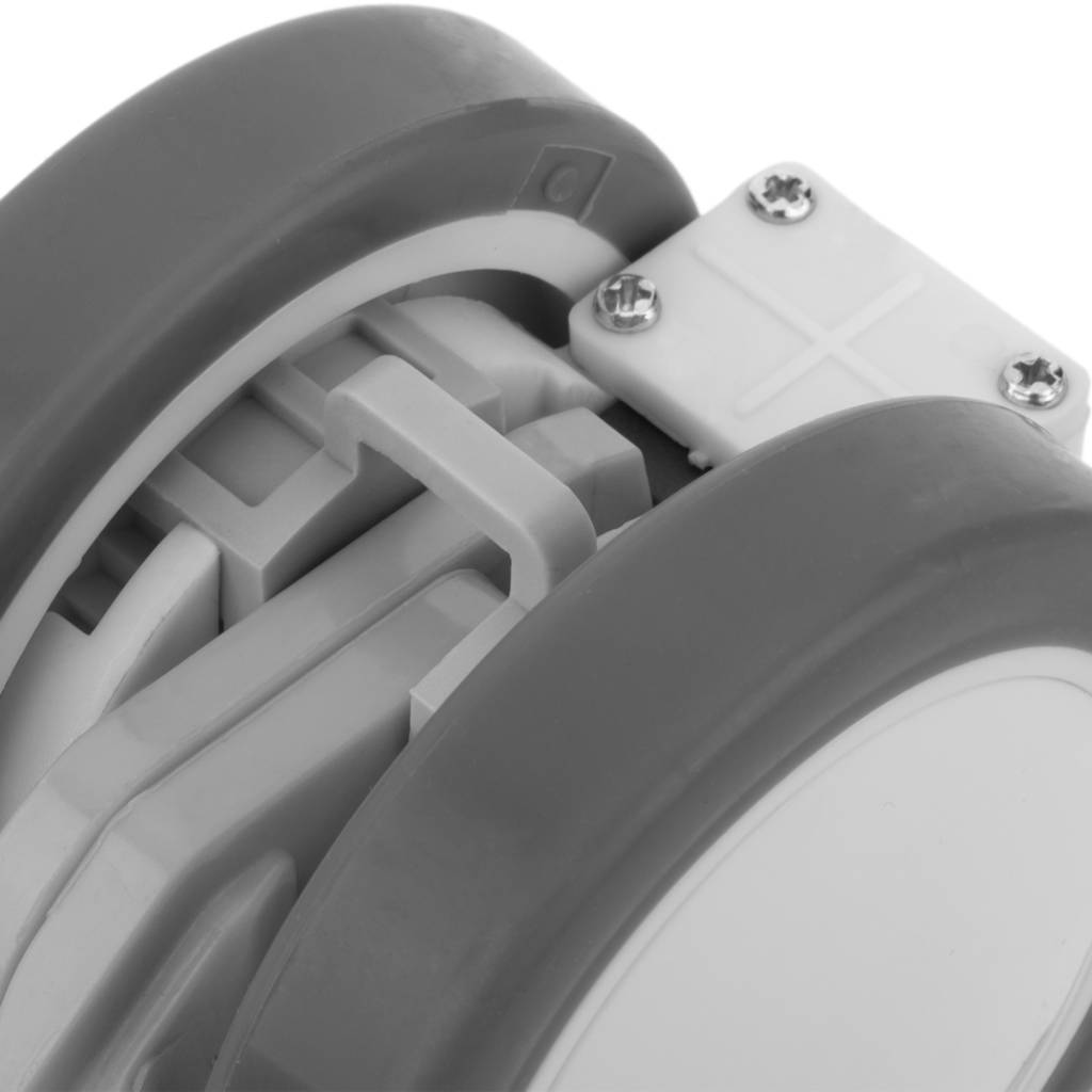 4 unidades de ruedas giratorias con fijación de rosca, freno unidireccional de 75 mm diámetro y 60 kg carga, color gris y blanco