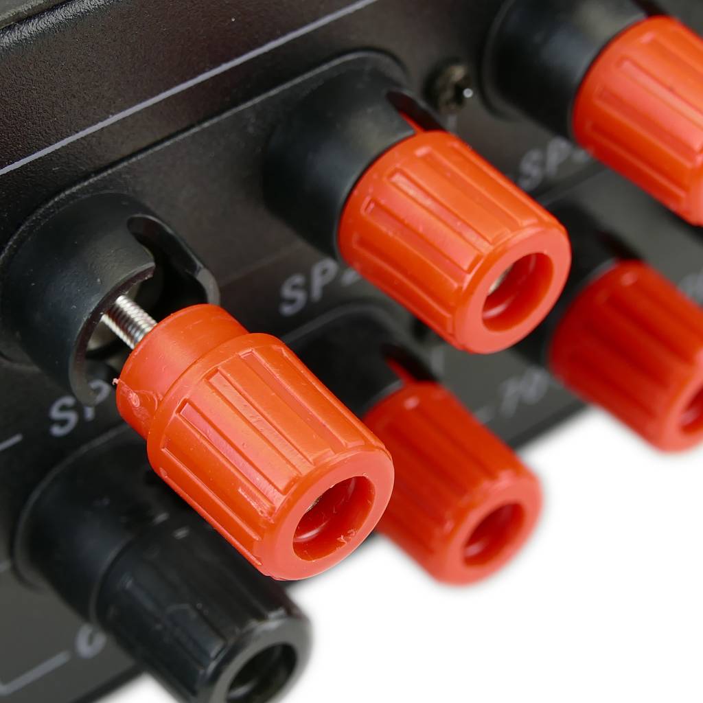 Amplificador de sonido profesional formato rack de 240 W 110 V con 4 zonas, AUX, MIC y MP3