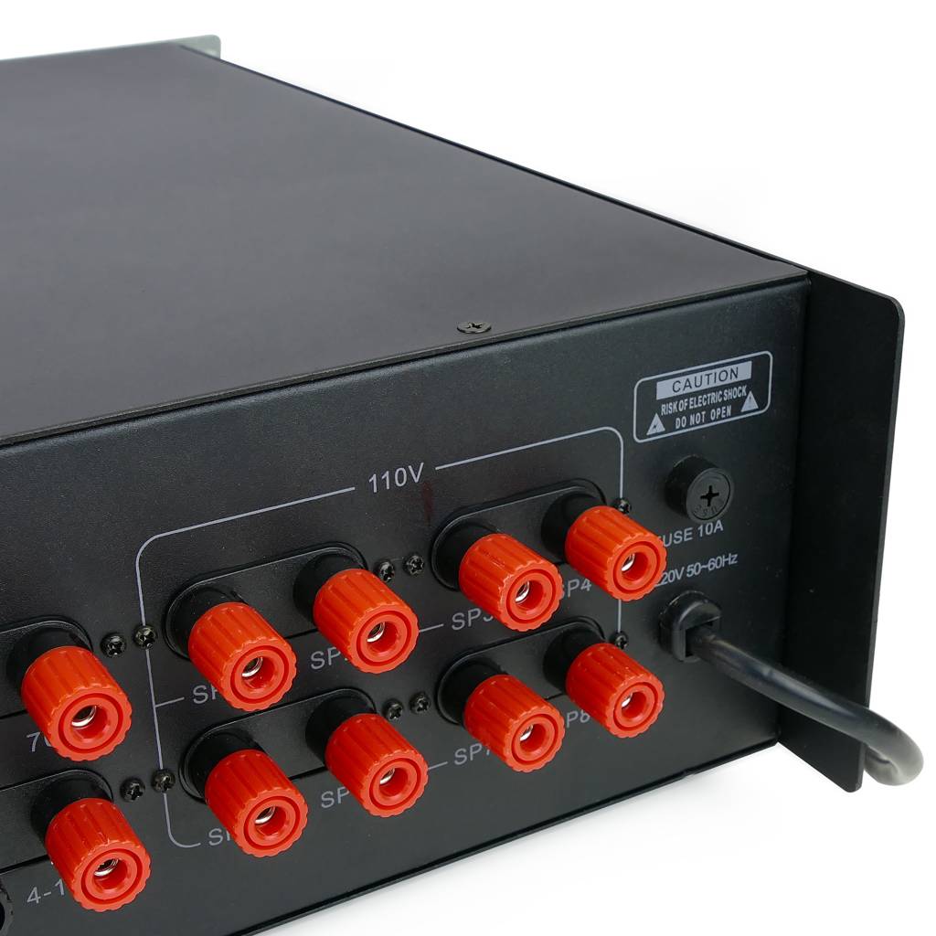 Amplificador de sonido profesional formato rack de 800 W 110 V con 8 zonas, AUX, MIC y MP3