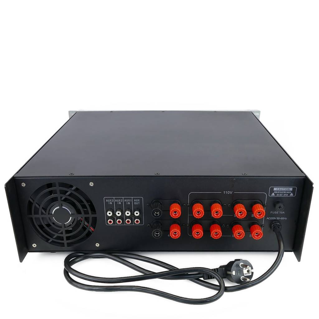 Amplificador de sonido profesional formato rack de 800 W 110 V con 8 zonas, AUX, MIC y MP3
