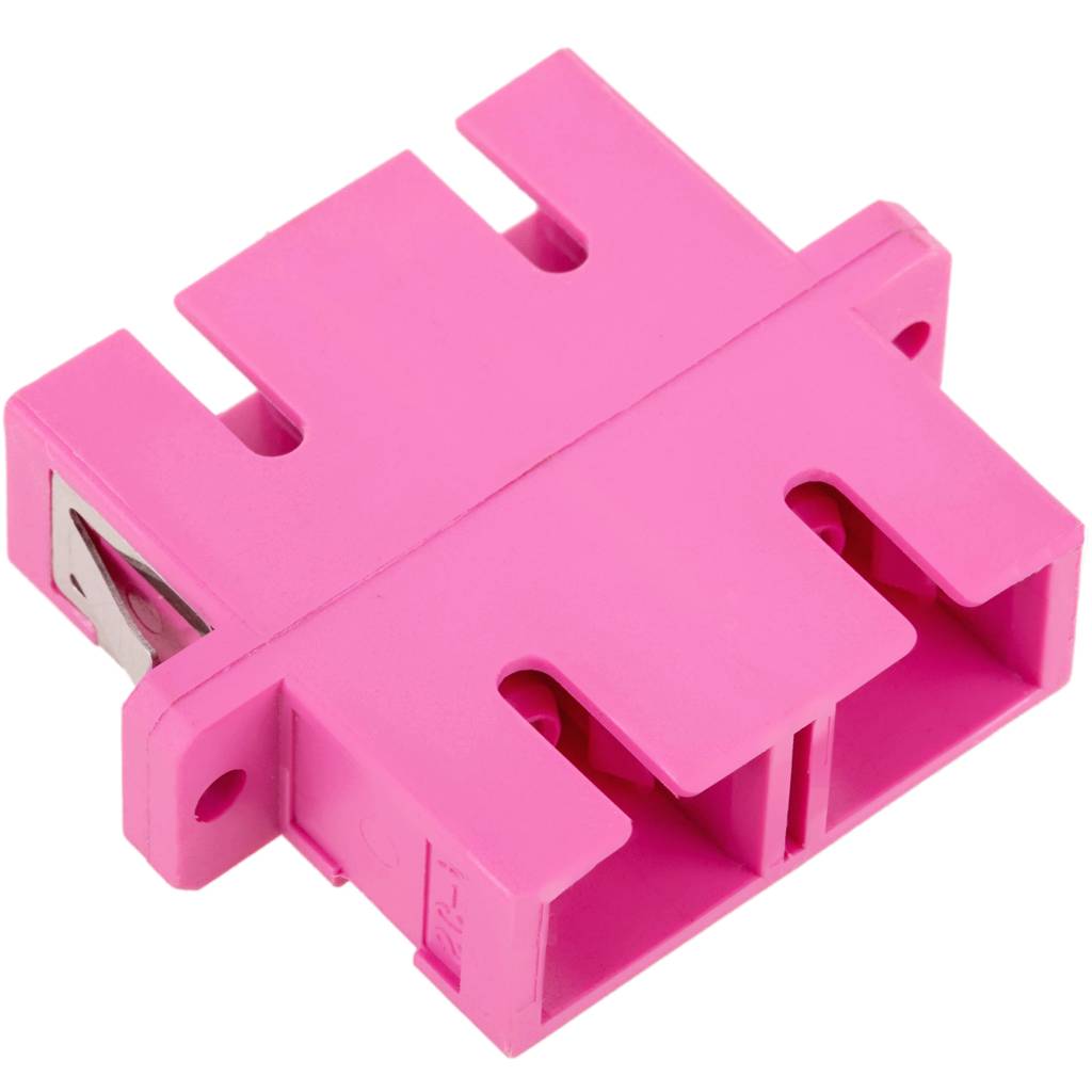 Adaptador de fibra óptica SC a SC rosa multimodo OM4 dúplex