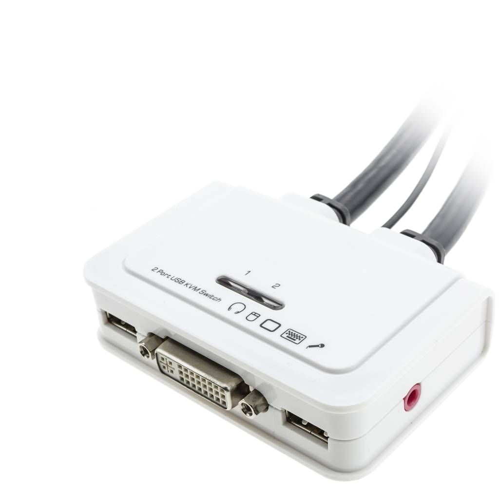 Conmutador KVM compacto USB DVI AUDIO de 1KVM a 2CPU