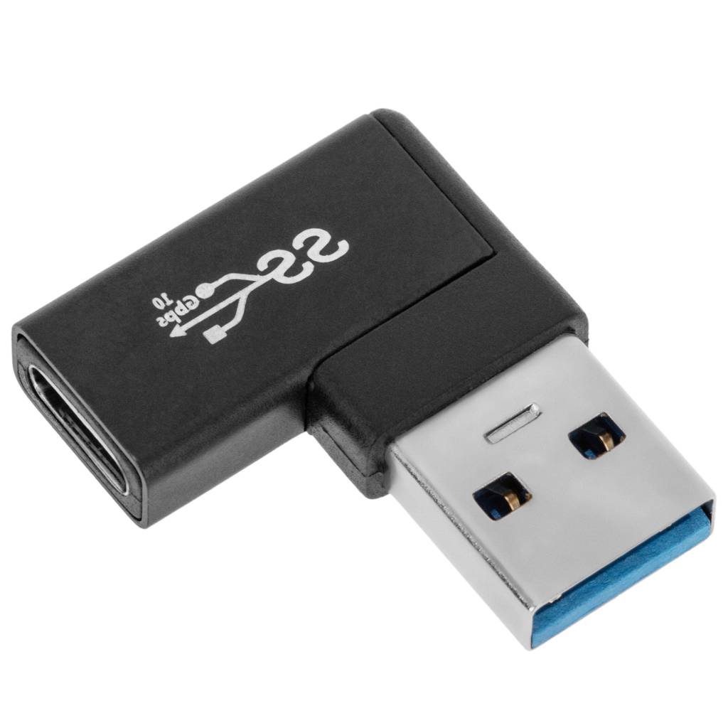 Adaptador acodado 90 grados USB 3.0 tipo C hembra a USB tipo A macho