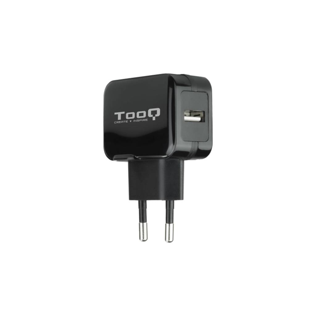 Adaptador con USB de 5V y 2.4A de corriente de color negro TooQ TQWC-1S01