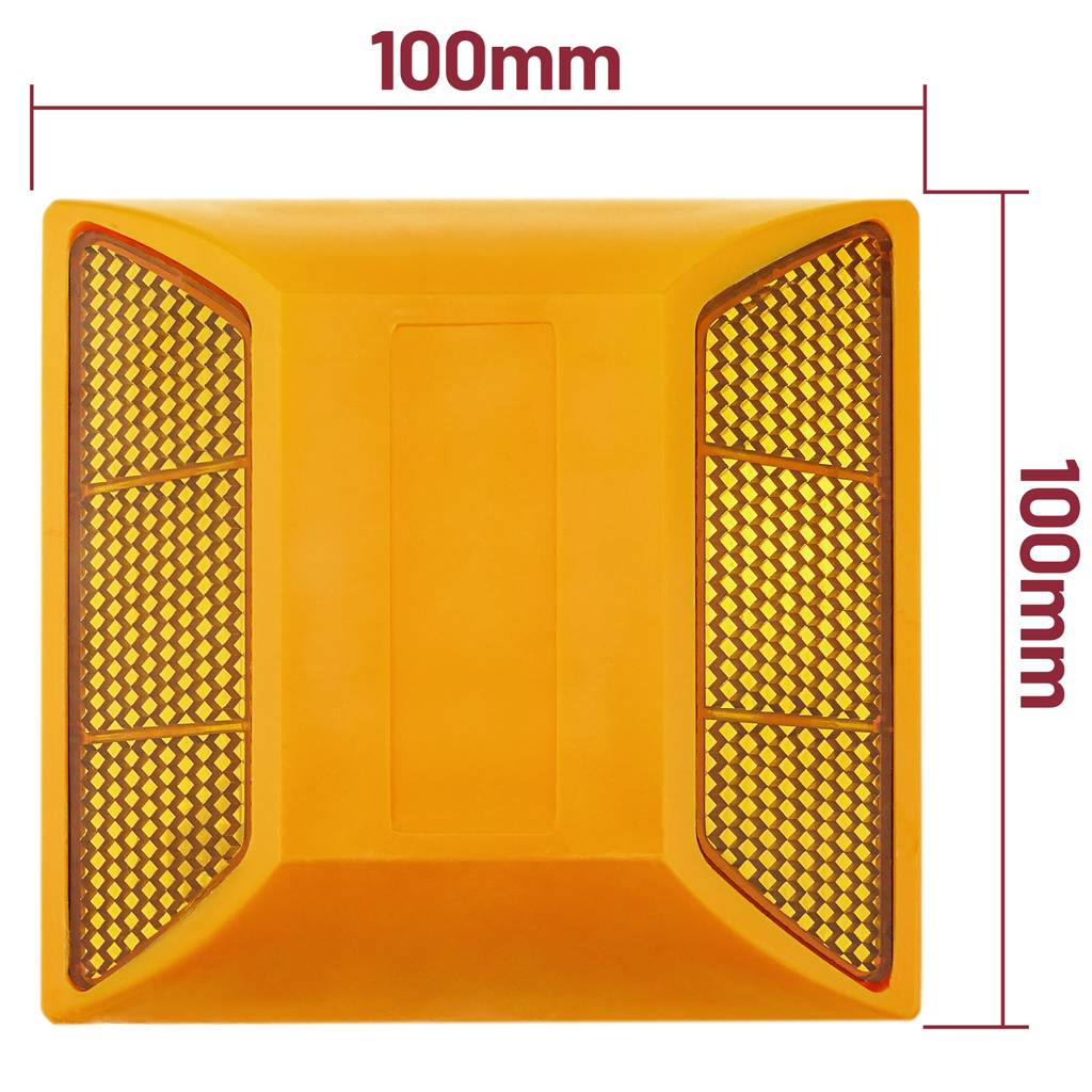Baliza captafaros para suelo cuadrada de plástico naranja 100 x 100 x 20 mm