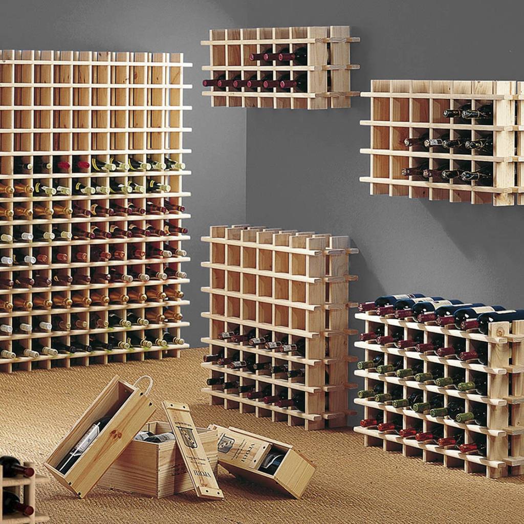 Botellero Rioja de madera de pino macizo para 9 botellas de 43 x 22 x 32.5 cm de Astigarraga