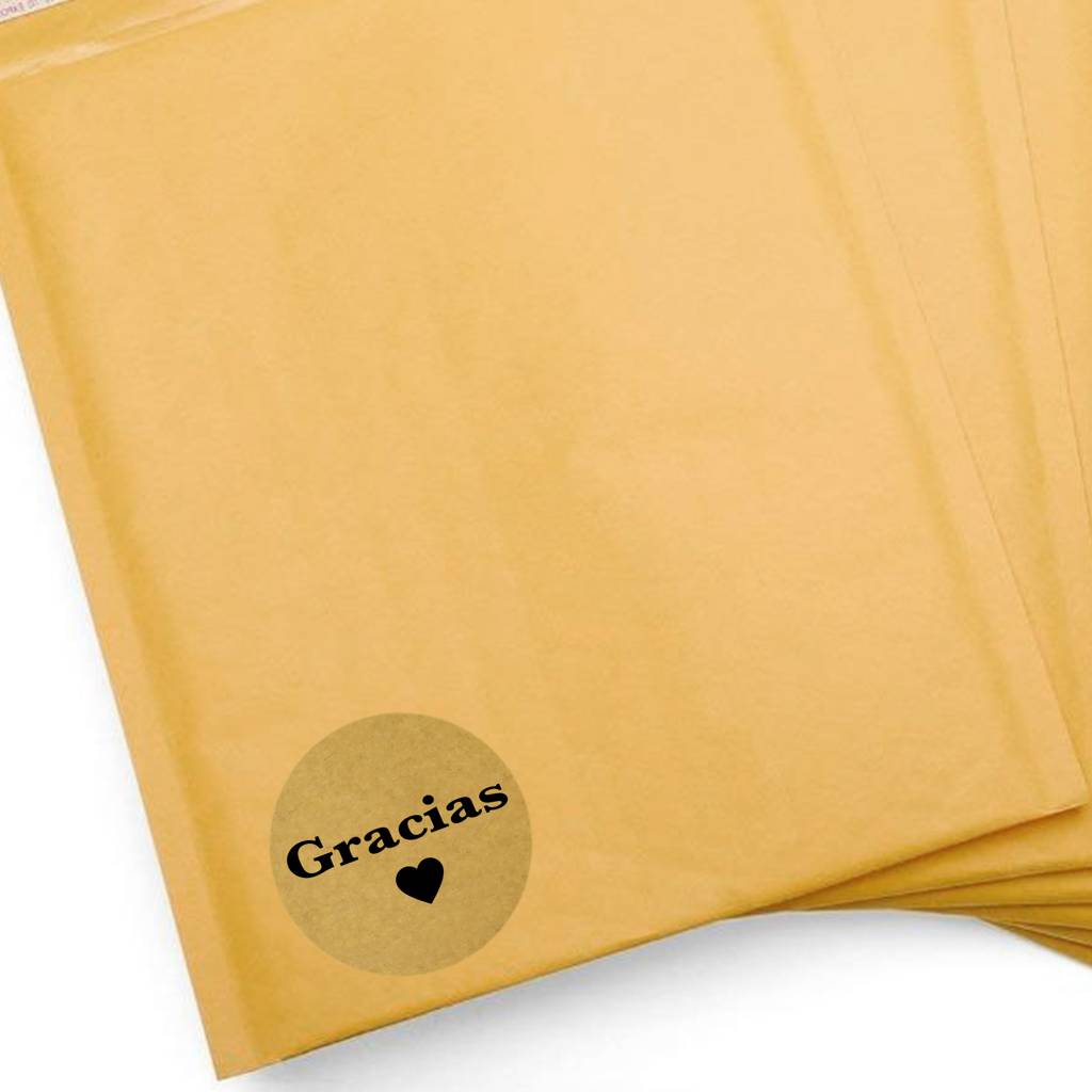 500 Etiquetas Redondas GRACIAS, Pegatinas de Papel Kraft adhesivas de 25 mm
