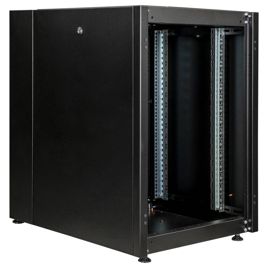 Armario EcoRack 16U 19” negro de pie con puerta de cristal 600 x 800 x 825 mm