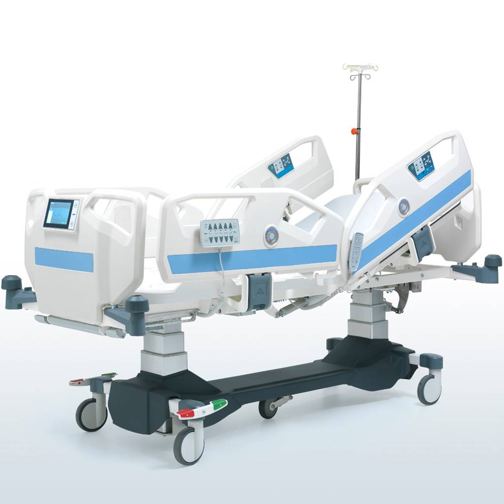 Cama de hospital ajustable de 4 motores con panel de control táctil para cuidados intensivos de Nitrocare HB 8000 D
