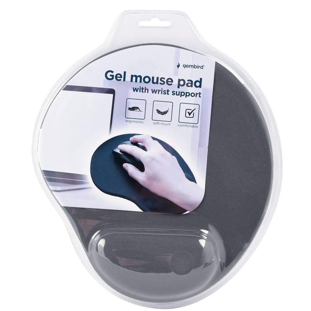 Alfombra de gel para ratón con soporte para muñeca de Gembird color gris MP-GEL-GR