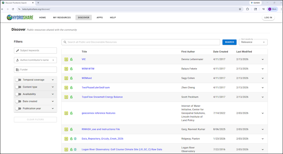 Discover page screenshot