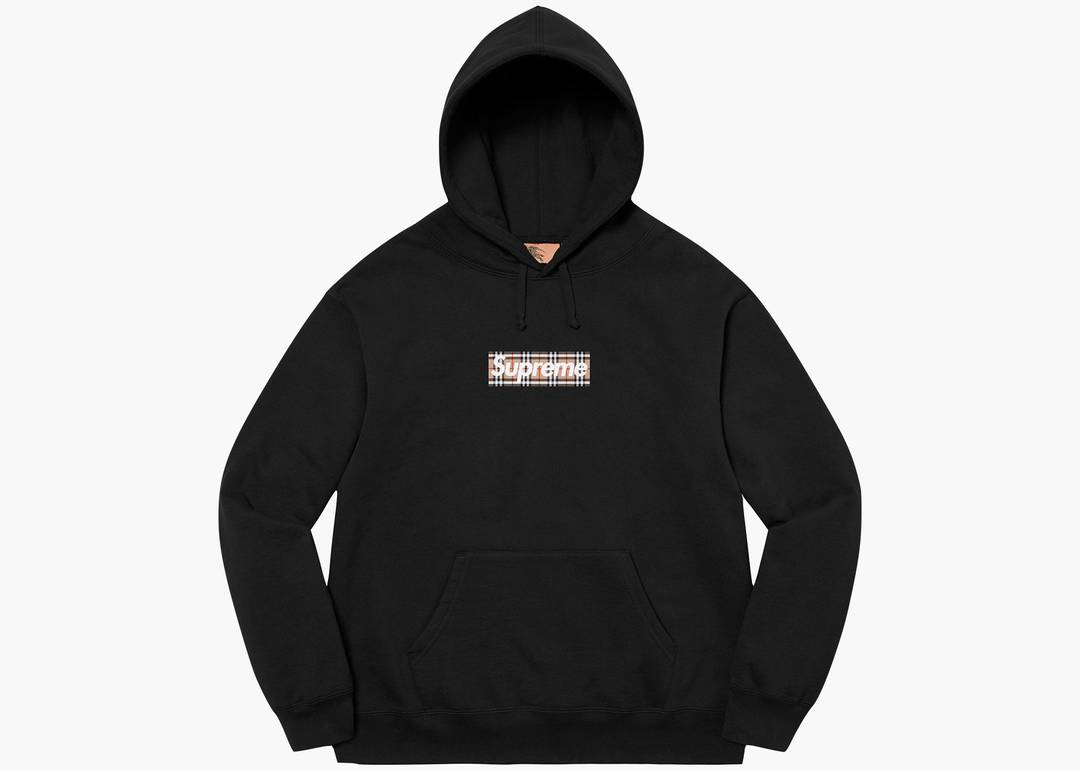 Supreme Burberry Box Logo Hooded Sweatshirt Black | Hype Clothinga