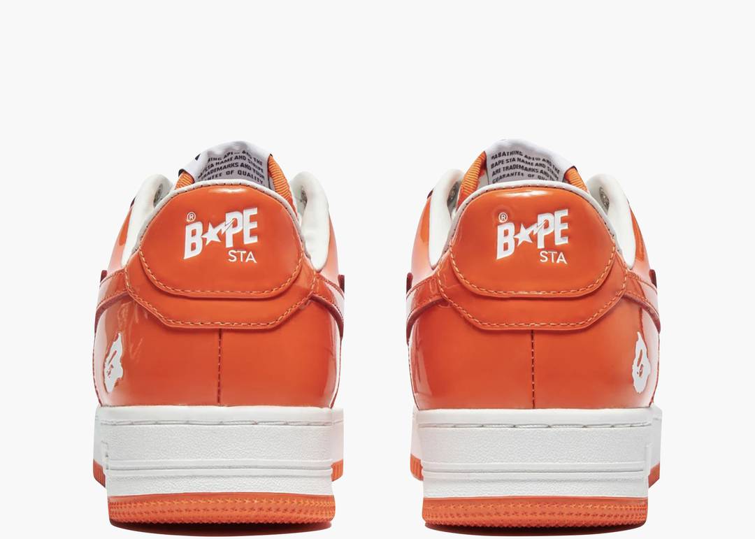 A Bathing Ape Bape Sta Patent Leather Orange White | Hype Clothinga