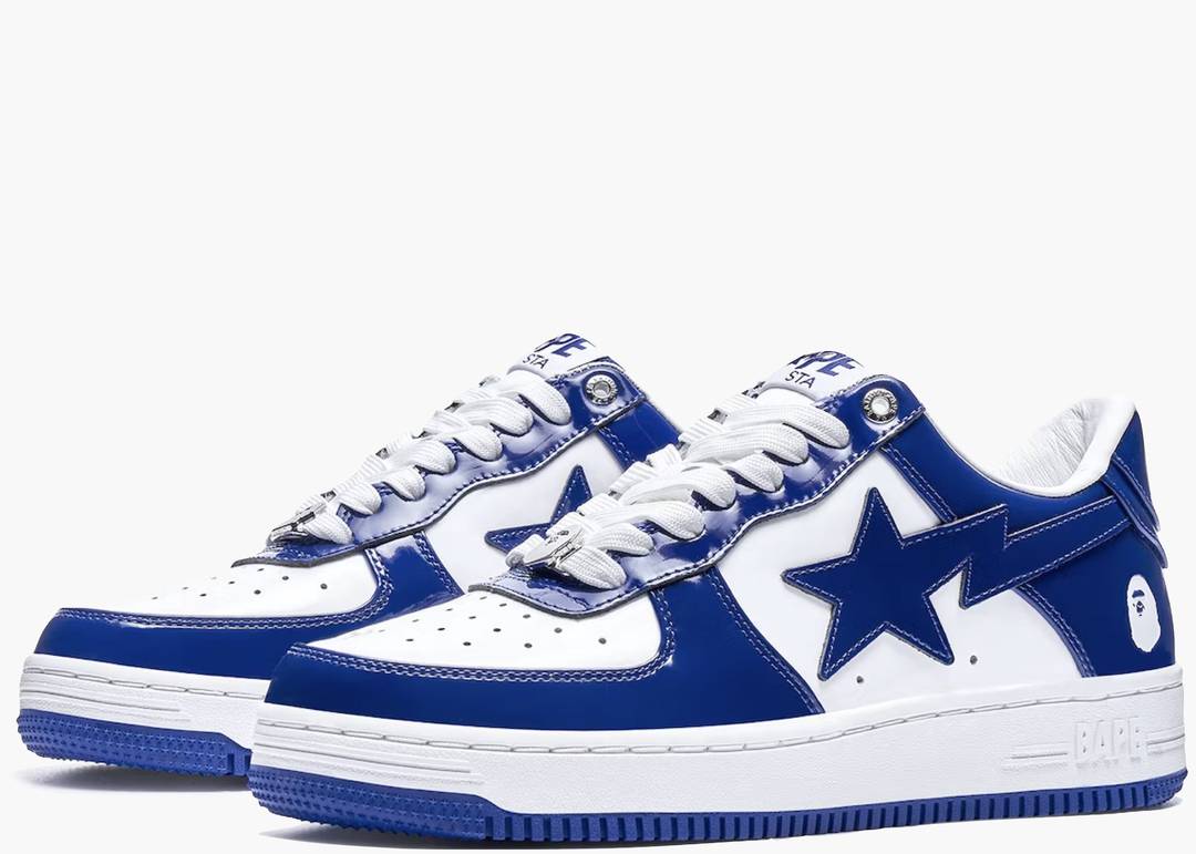 A Bathing Ape Bape Sta Patent Leather White Blue 1I70-191-002-BLUE US 8