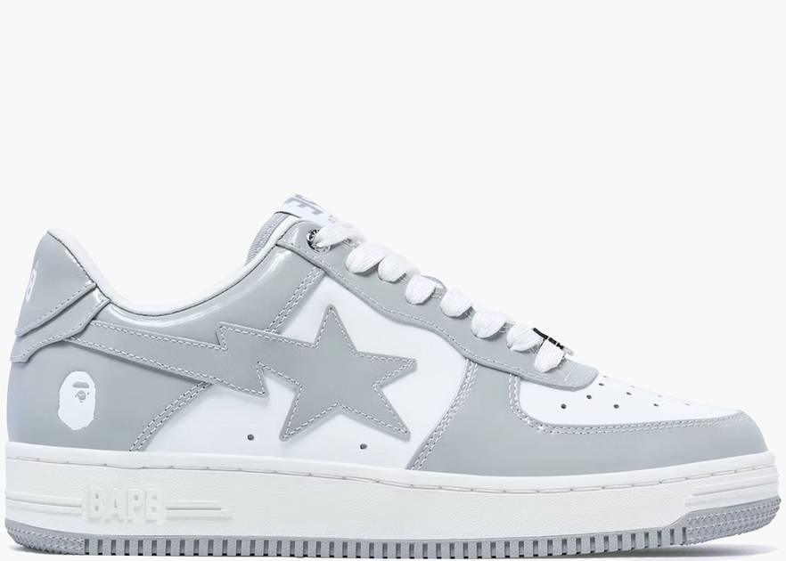 A Bathing Ape Bape Sta Patent Leather White Grey (2023) | Hype Clothinga