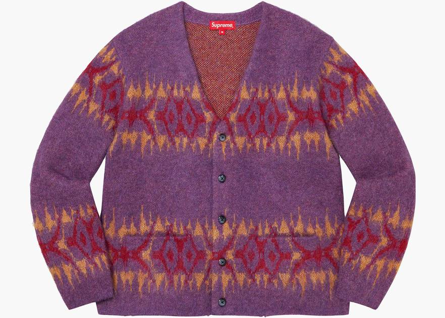 Supreme Abstract Stripe Cardigan Plum | Hype Clothinga