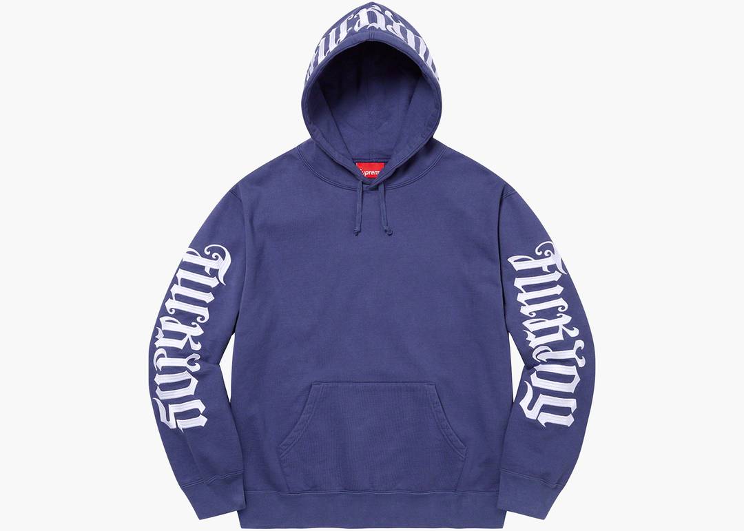 Supreme Ambigram Hooded Sweatshirt Washed Navy | Hype Clothinga