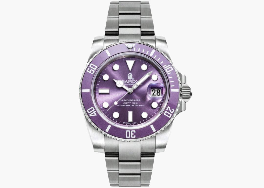 BAPE A Bathing Ape Type 1 Bapex Watch Silver/Purple | Hype Clothinga