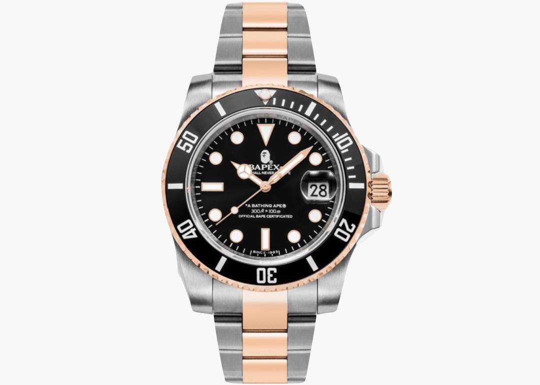 BAPE A Bathing Ape Type 1 Bapex Watch Silver Rose/Black BAPE A Bathing Ape Type 1 Bapex Watch Silver Rose/Black