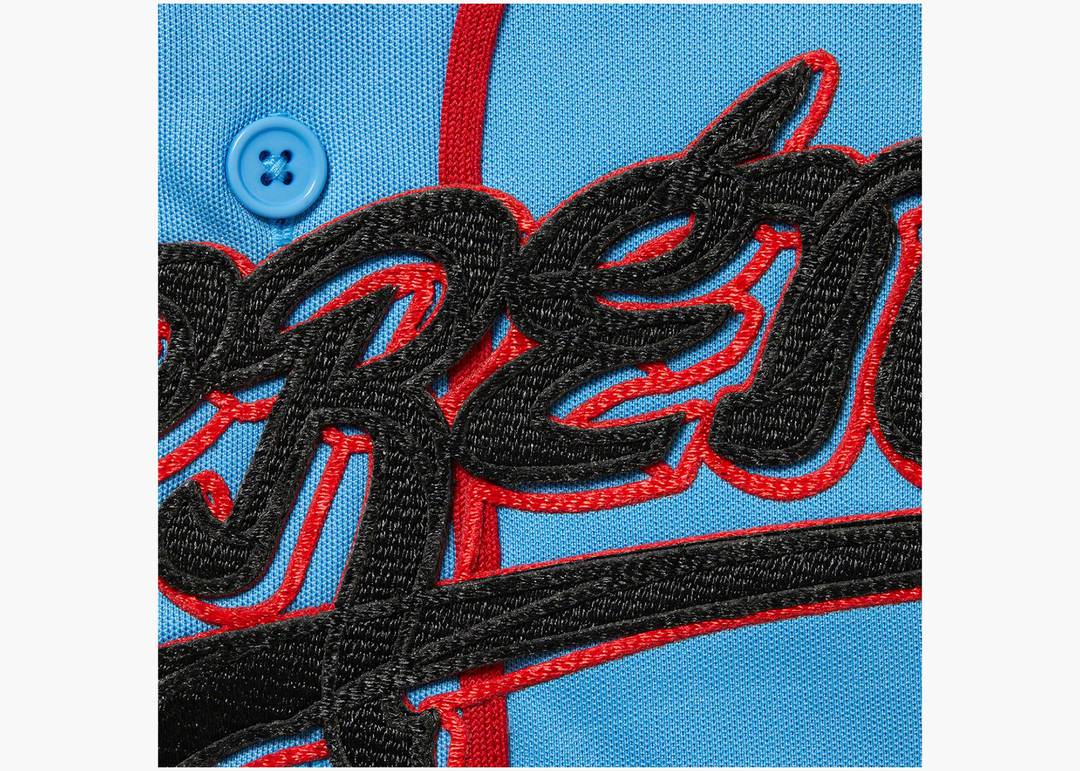 Supreme Baseball Jersey Hooded Sweatshirt Light Blue | Hype Clothinga