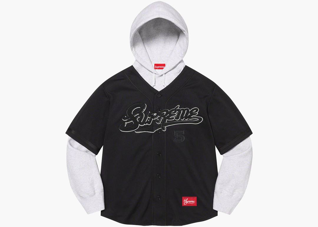 Supreme Baseball Jersey Hooded Sweatshirt Black