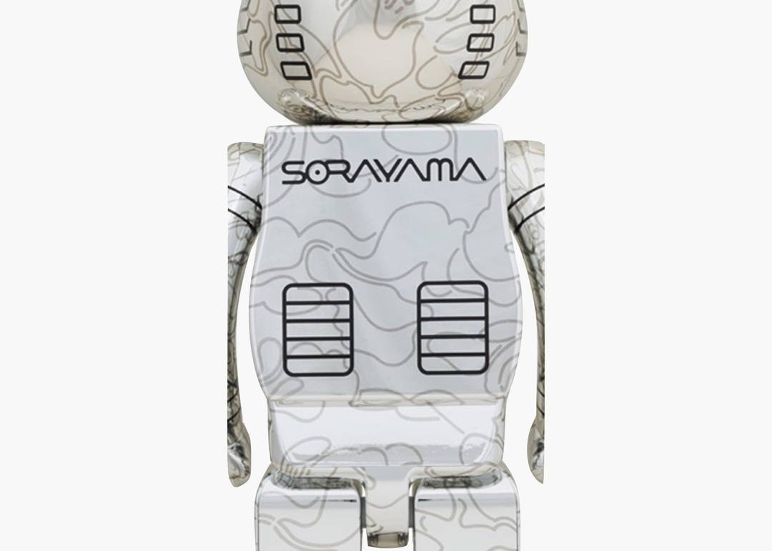 Bearbrick Sorayama x BAPE (R) Camo Shark 1000% Silver | Hype Clothinga