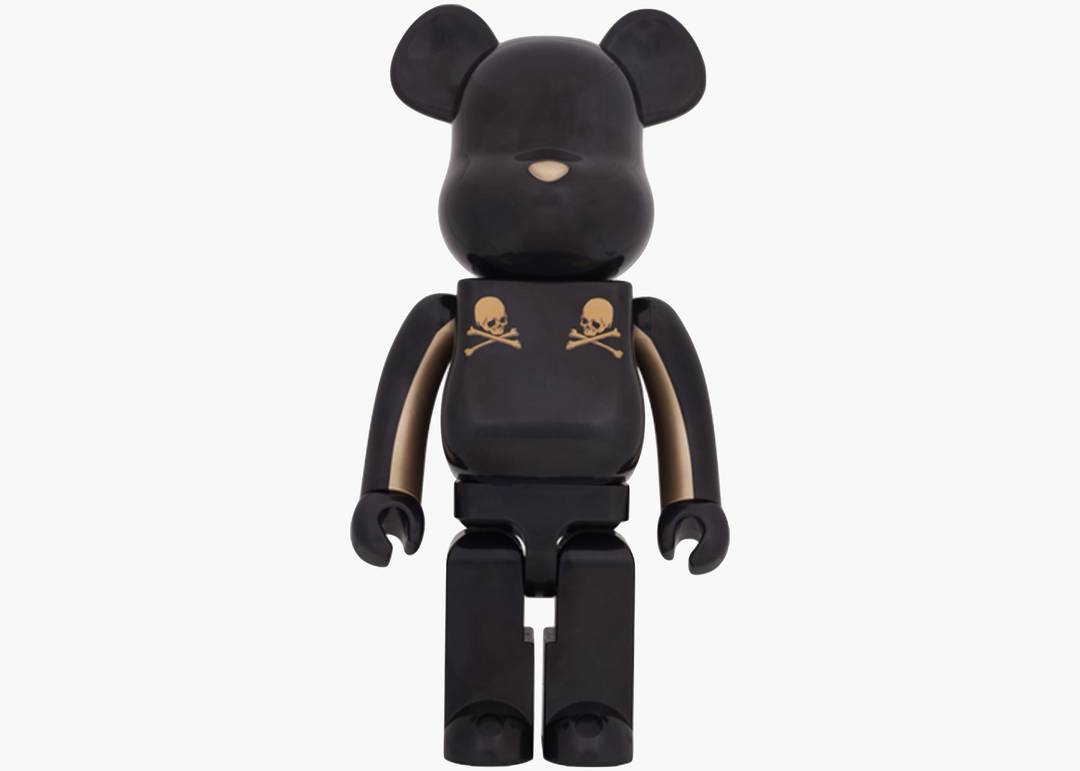 Bearbrick x Mastermind Japan Gold Stripe 1000% Black