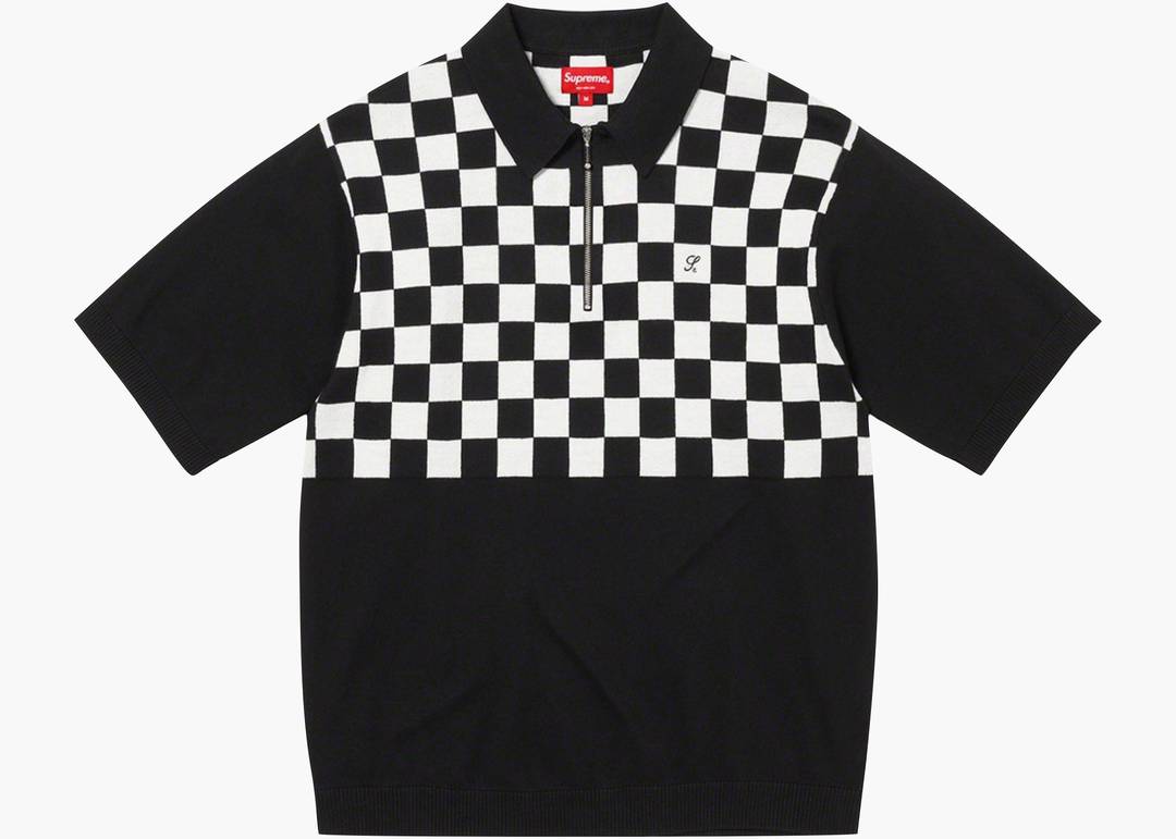 Supreme Checkerboard Zip Polo Black | Hype Clothinga