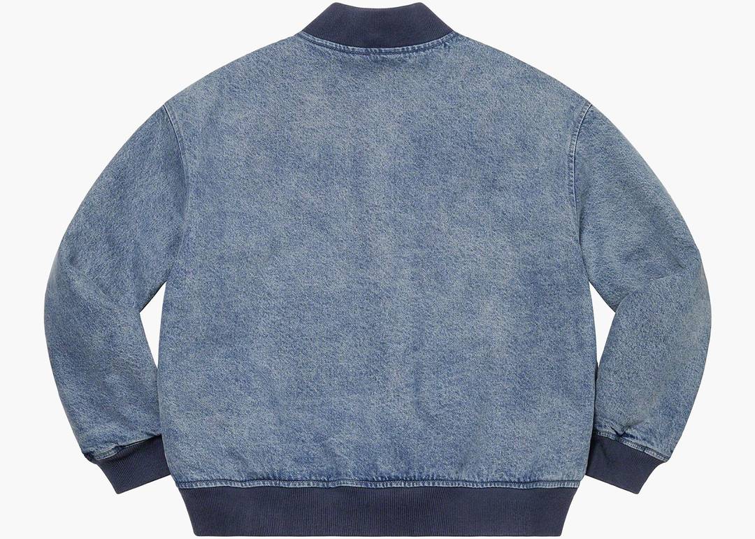 Supreme Washed Knockout Denim Varsity Jacket Washed Blue Supreme Washed Knockout Denim Varsity Jacket Washed Blue