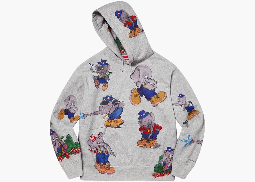 Supreme Elephant Hooded Sweatshirt Heather Grey | Hype Clothinga