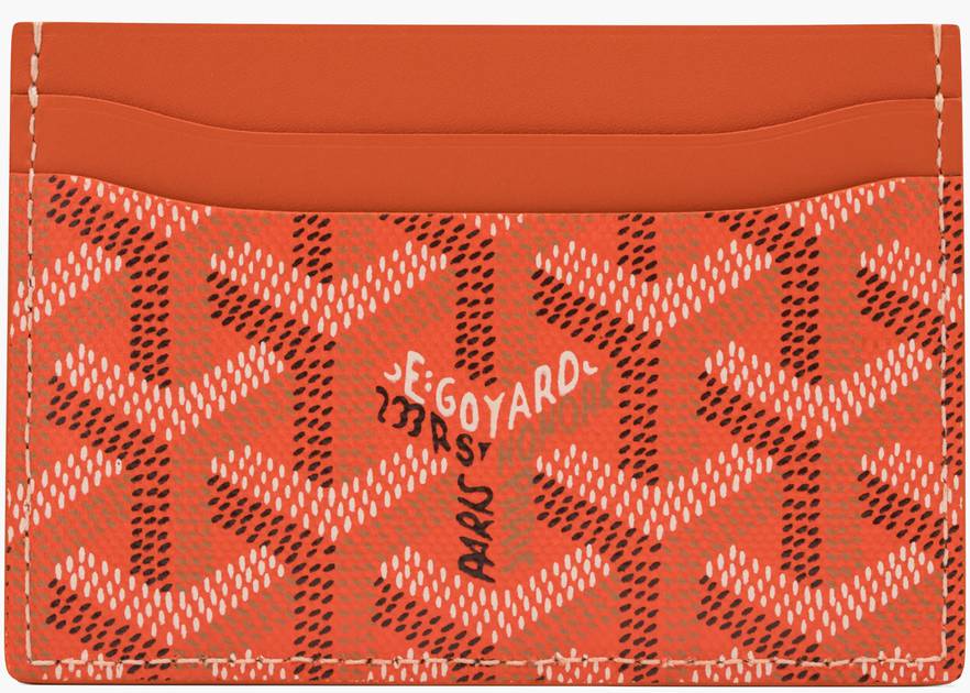 GOYARD Saint Sulpice Orange Goyardine Canvas Card Wallet Holder New Tags  Box