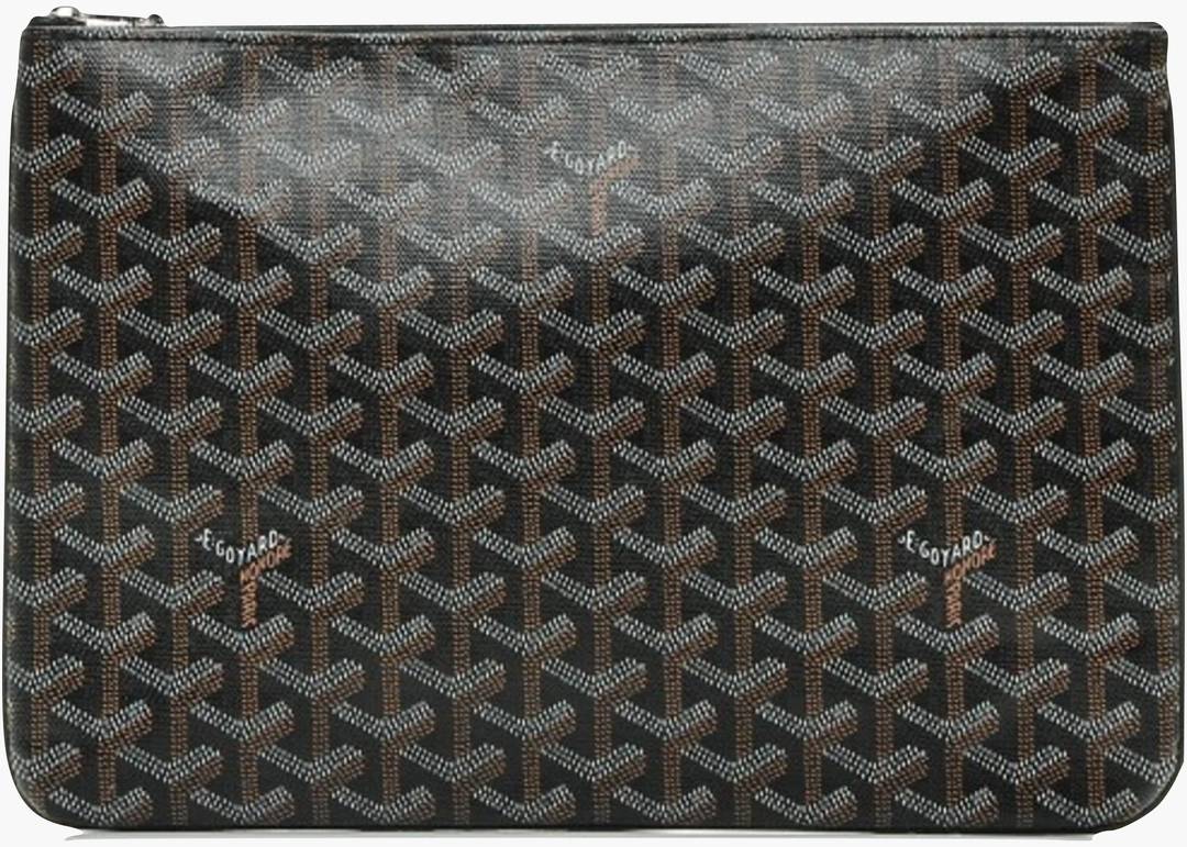 Goyard Senat Pouch MM Black in Canvas/Calfskin with Palladium-tone