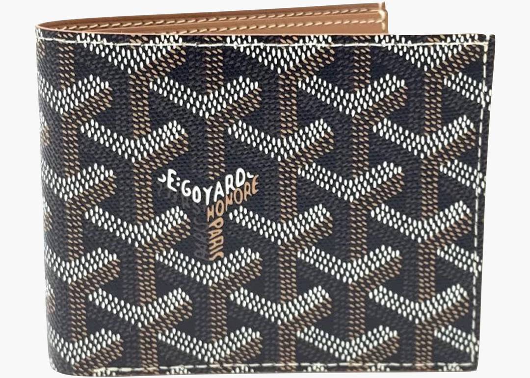 Goyard Victoire Wallet Goyardine Black Tan in Coated Canvas