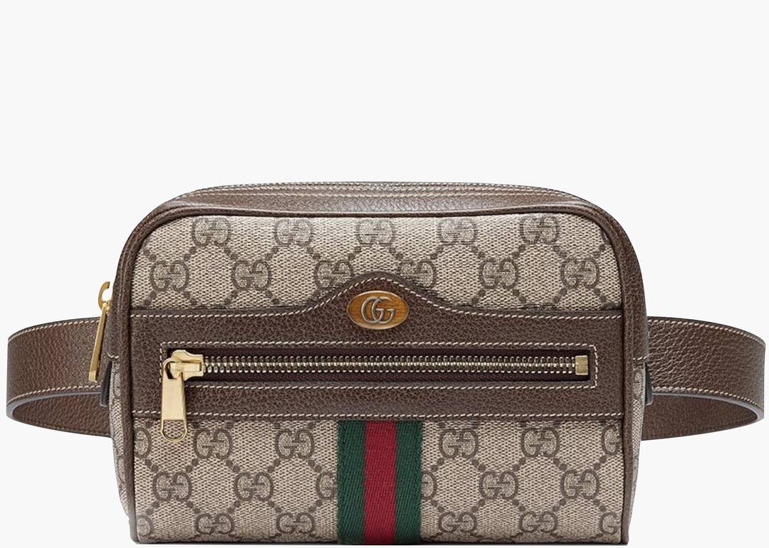 Gucci GG Supreme Monogram Web Small Ophidia Shoulder Bag Brown