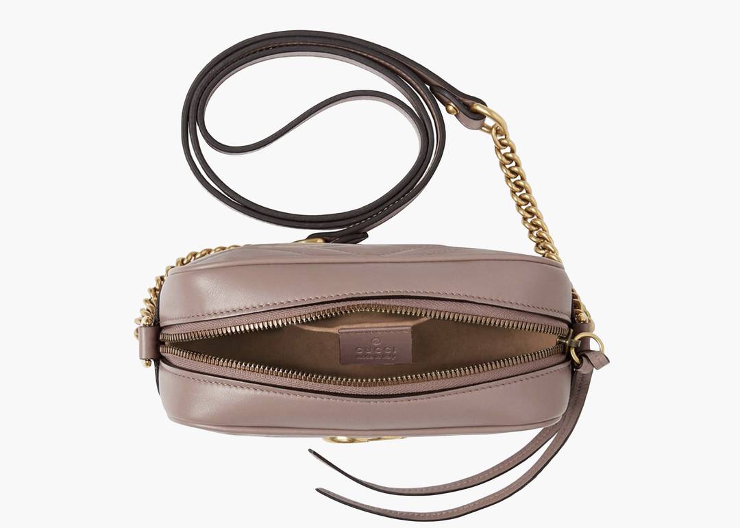 Gucci GG Marmont Matelasse Mini Camera Bag Dusty Pink in Leather