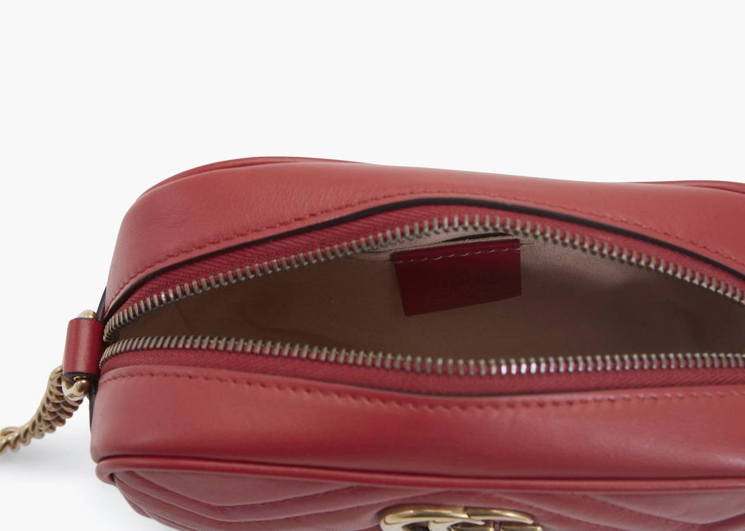 Gucci GG Marmont Matelasse Mini Camera Bag Hibiscus Red