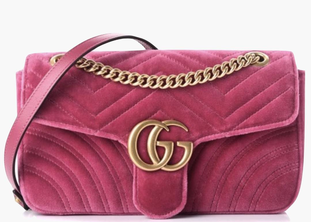 Gucci Pink Velvet GG Marmont Mini Metelasse Shoulder Bag