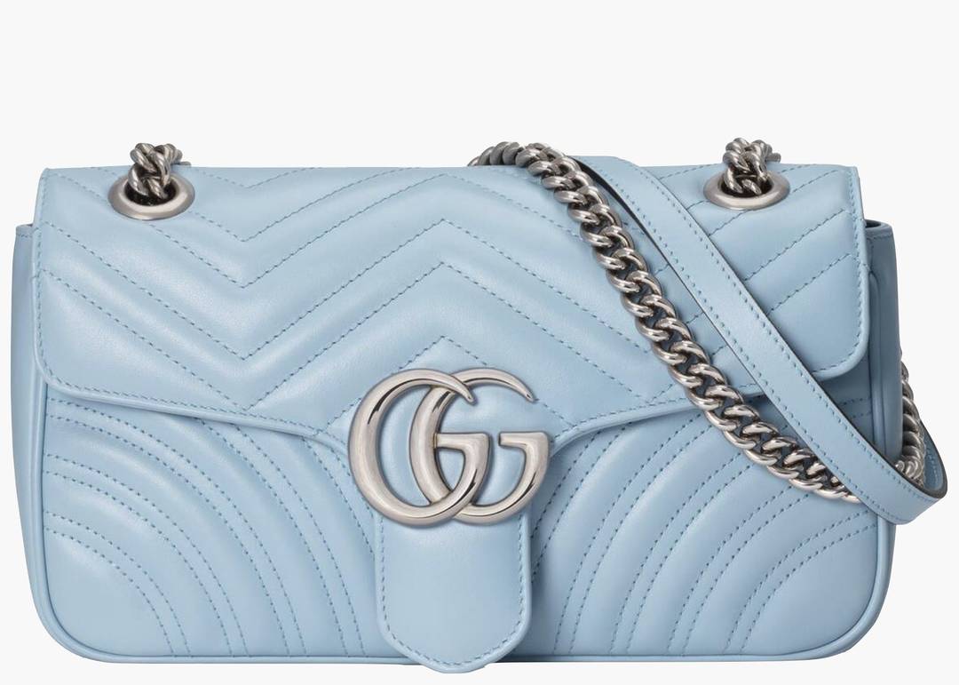 Gucci Marmont Shoulder Bag Gg Small Pastel Blue
