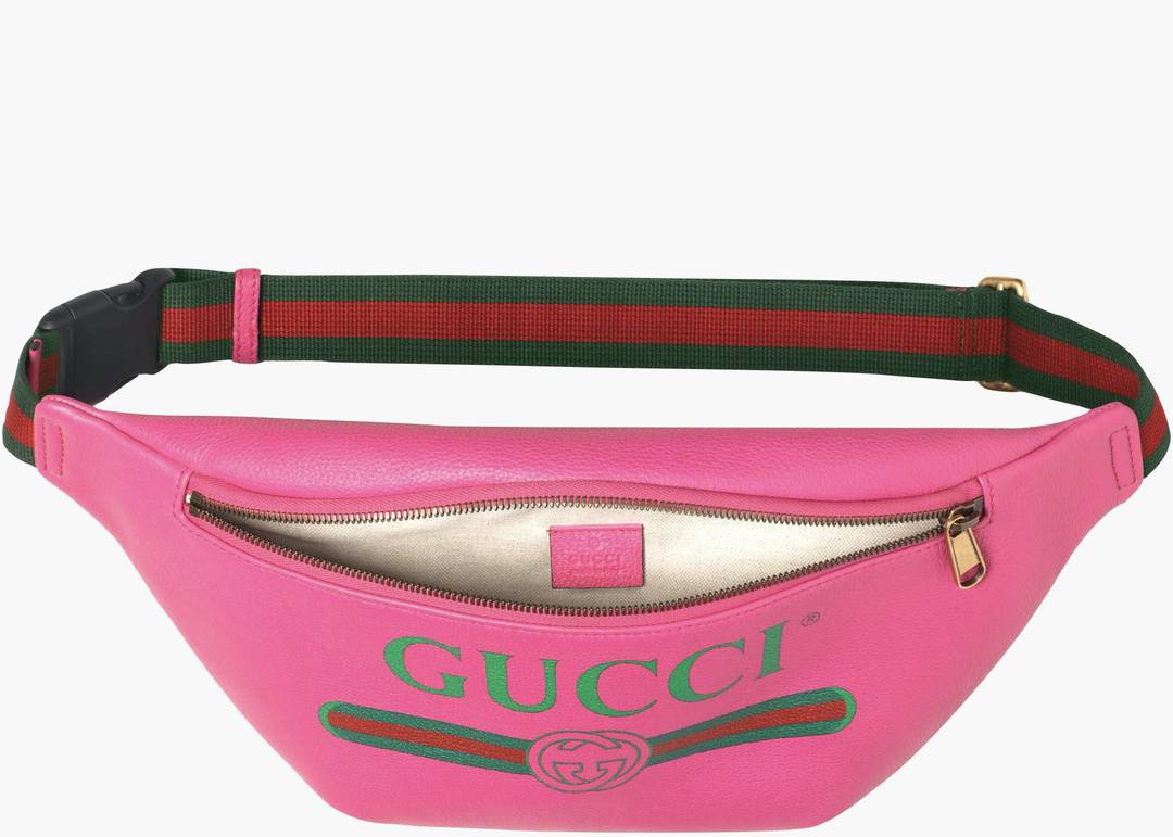 Gucci Print Belt Bag Vintage Logo Small Pink in Leather with Brass