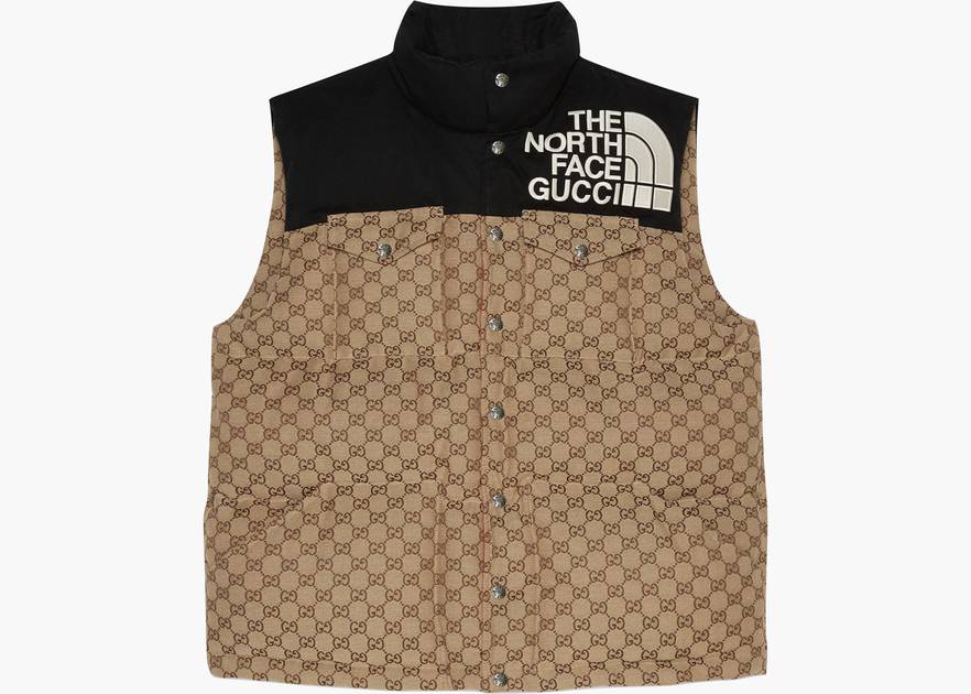 Gucci x The North Face Womens GG Padded Vest Black Ebony Beige | Hype ...