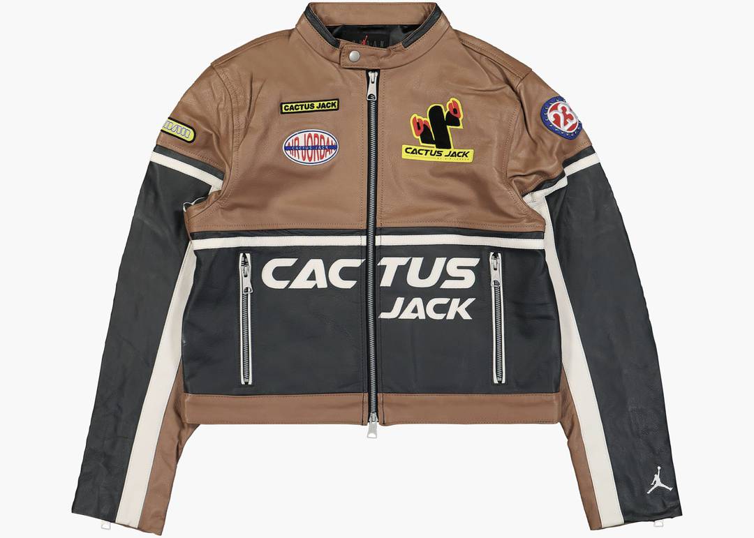 Jordan x Travis Scott Cactus Jack Women's Leather Jacket Archaeo