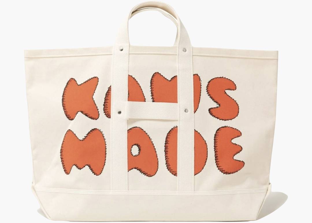 KAWS x Human Made Large Tote Bag White | Hype Clothinga