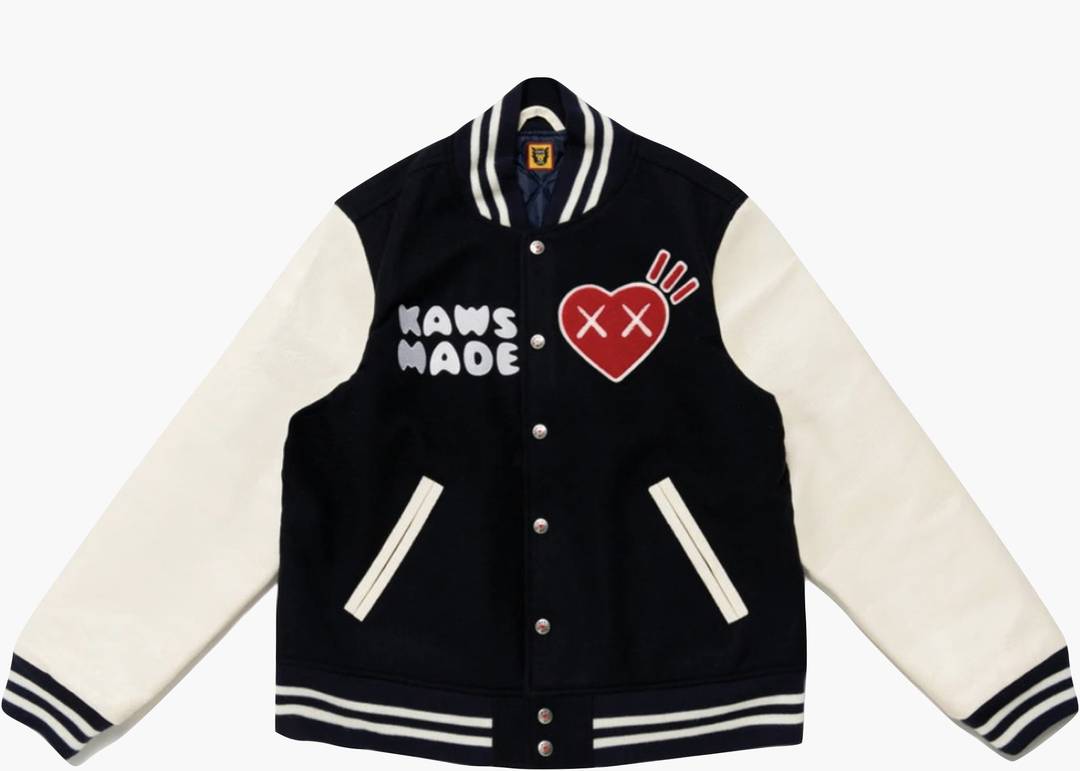 KAWS x Human Made Varsity Jacket Black | Hype Clothinga