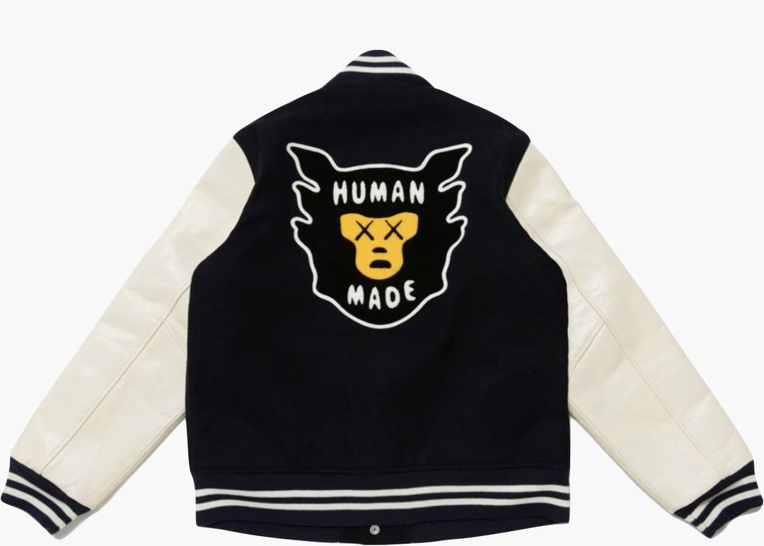 KAWS x Human Made Varsity Jacket Black | Hype Clothinga