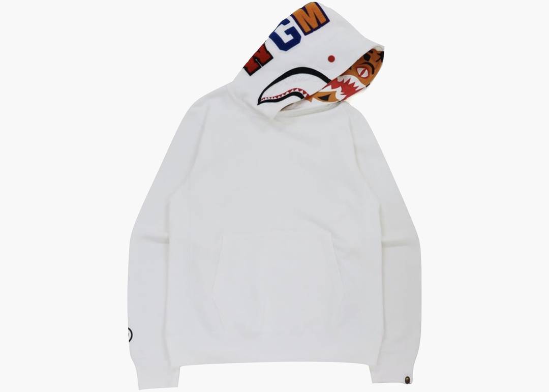 BAPE Shark x Tiger Pullover Hoodie White | Hype Clothinga