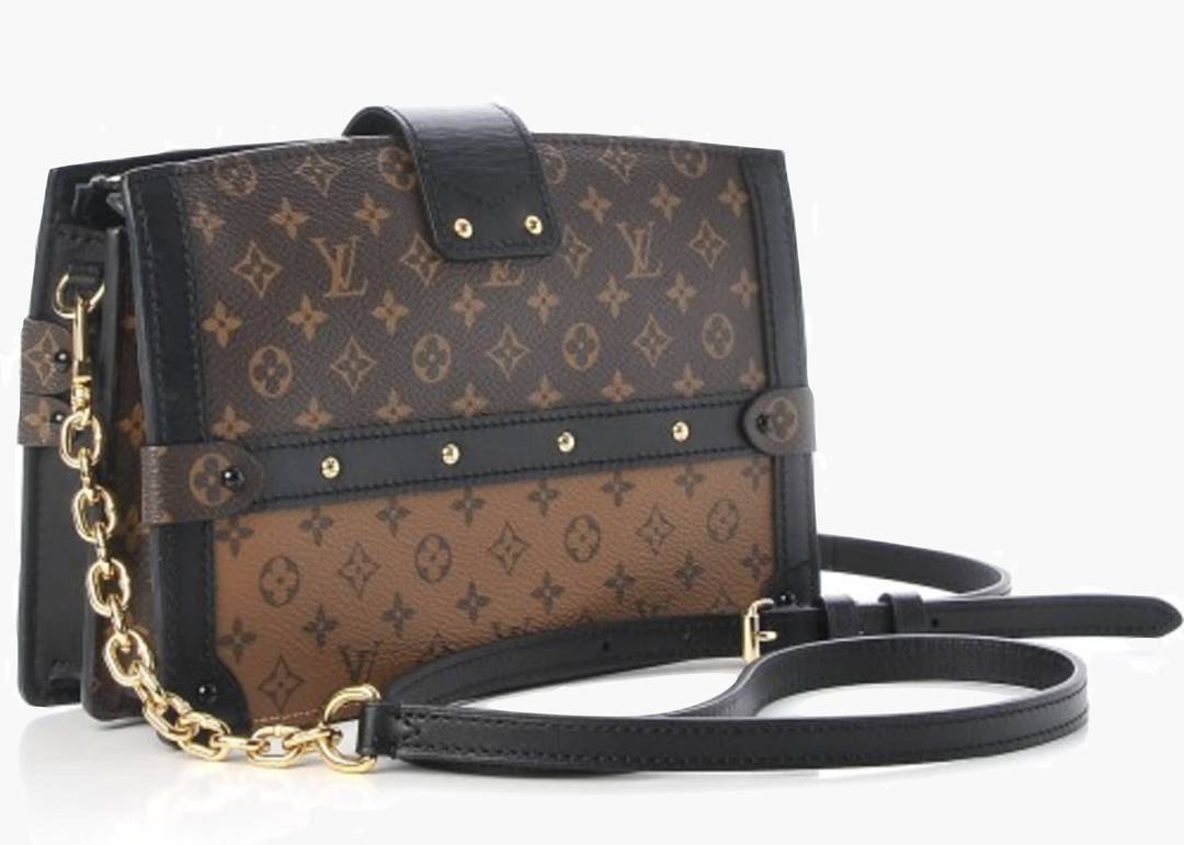 Louis Vuitton BROWN MONOGRAM COATED CANVAS and BLACK CALFSKIN