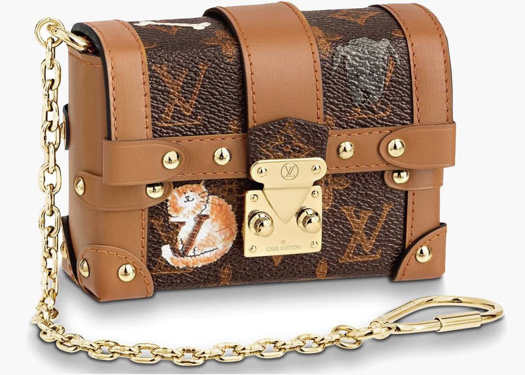 LV Side Trunk in Tan Brown Monogram Embossed Calfskin GHW