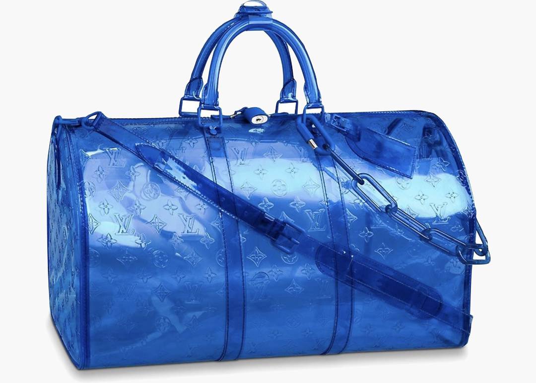 Louis Vuitton Keepall Bandouliere Monogram 50 Blue in PVC with  Silver-color/Tone-on-Tone