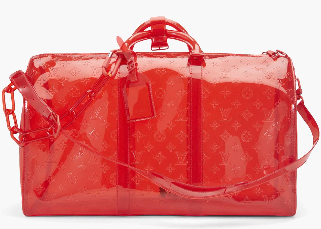 Louis Vuitton Keepall Bandouliere Monogram 50 Red in PVC with  Silver-color/Tone-on-Tone